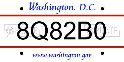 8Q82B0 District Of Columbia License Plate