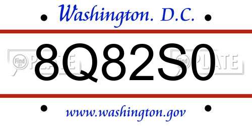 8Q82S0 District Of Columbia License Plate
