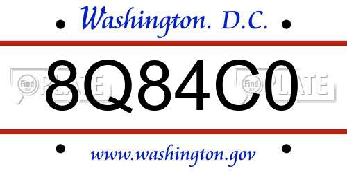 8Q84C0 District Of Columbia License Plate