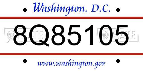 8Q85105 District Of Columbia License Plate