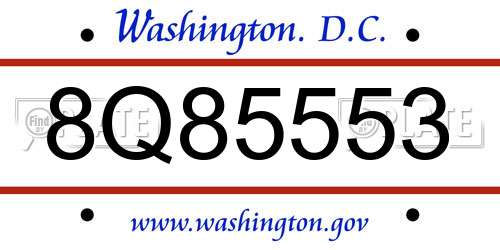 8Q85553 District Of Columbia License Plate
