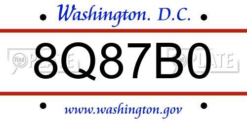 8Q87B0 District Of Columbia License Plate