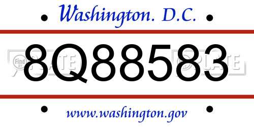 8Q88583 District Of Columbia License Plate