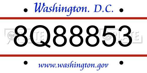 8Q88853 District Of Columbia License Plate
