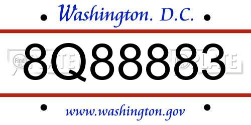 8Q88883 District Of Columbia License Plate