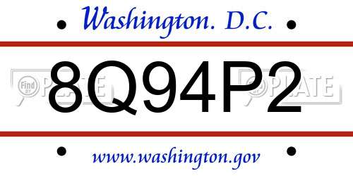 8Q94P2 District Of Columbia License Plate