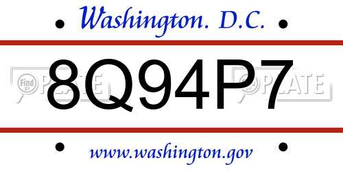 8Q94P7 District Of Columbia License Plate