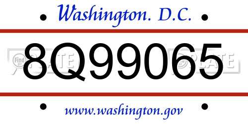 8Q99065 District Of Columbia License Plate