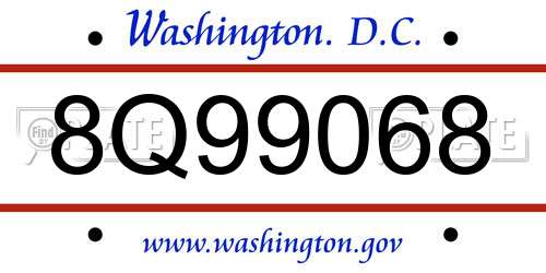 8Q99068 District Of Columbia License Plate