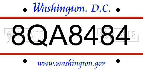 8QA8484 District Of Columbia License Plate