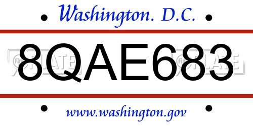 8QAE683 District Of Columbia License Plate