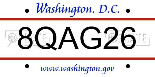 8QAG26 District Of Columbia License Plate