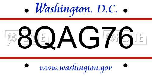 8QAG76 District Of Columbia License Plate