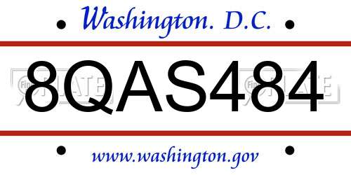 8QAS484 District Of Columbia License Plate