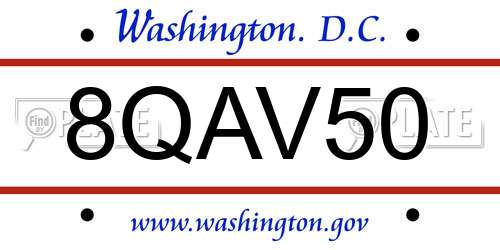 8QAV50 District Of Columbia License Plate