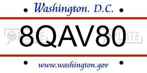 8QAV80 District Of Columbia License Plate