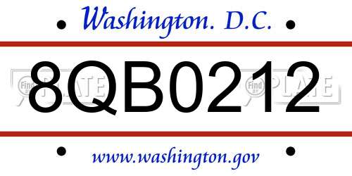 8QB0212 District Of Columbia License Plate