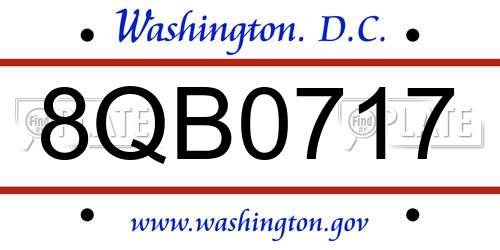 8QB0717 District Of Columbia License Plate
