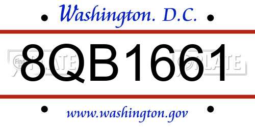 8QB1661 District Of Columbia License Plate