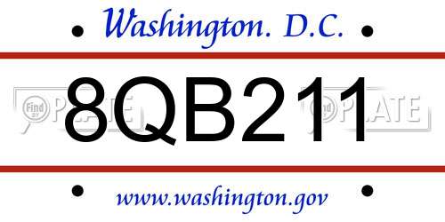 8QB211 District Of Columbia License Plate