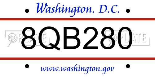 8QB280 District Of Columbia License Plate