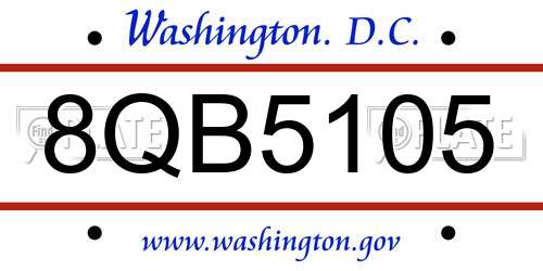 8QB5105 District Of Columbia License Plate