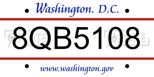 8QB5108 District Of Columbia License Plate