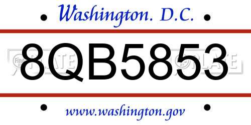 8QB5853 District Of Columbia License Plate