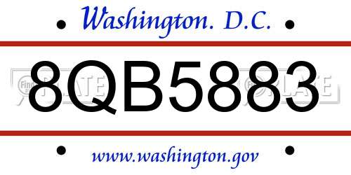 8QB5883 District Of Columbia License Plate