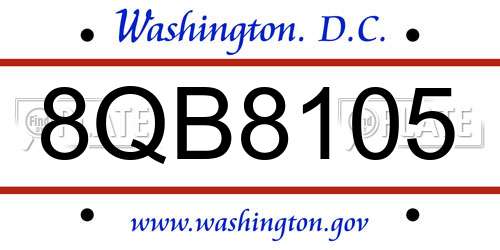 8QB8105 District Of Columbia License Plate