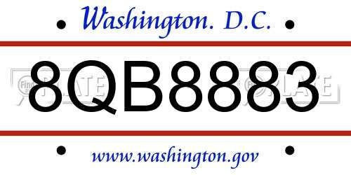 8QB8883 District Of Columbia License Plate