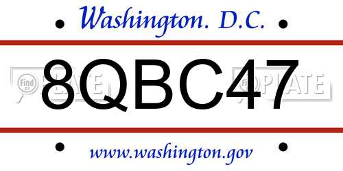 8QBC47 District Of Columbia License Plate
