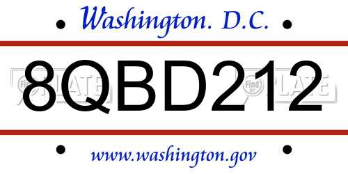 8QBD212 District Of Columbia License Plate