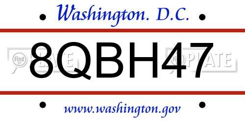 8QBH47 District Of Columbia License Plate