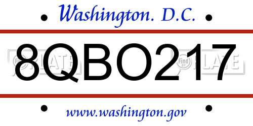 8QBO217 District Of Columbia License Plate