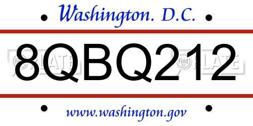 8QBQ212 District Of Columbia License Plate