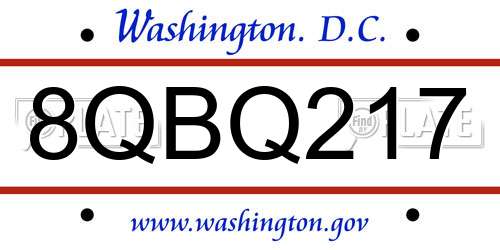 8QBQ217 District Of Columbia License Plate