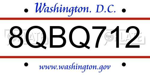 8QBQ712 District Of Columbia License Plate