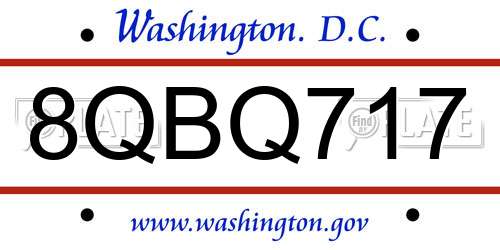 8QBQ717 District Of Columbia License Plate