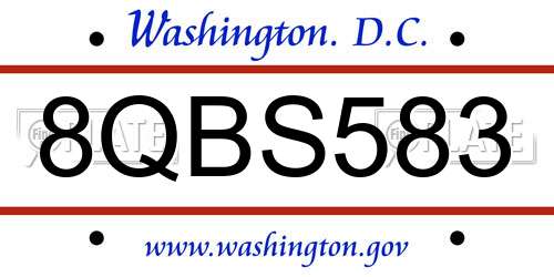 8QBS583 District Of Columbia License Plate