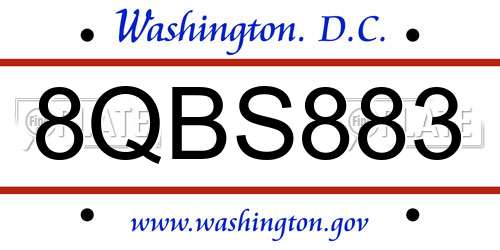 8QBS883 District Of Columbia License Plate