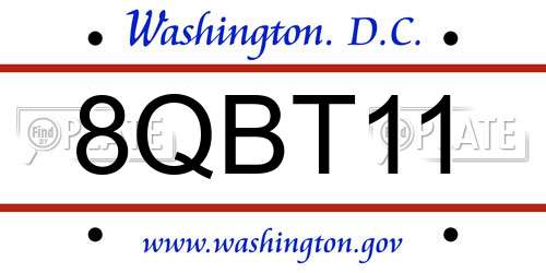8QBT11 District Of Columbia License Plate