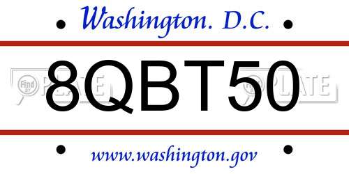 8QBT50 District Of Columbia License Plate