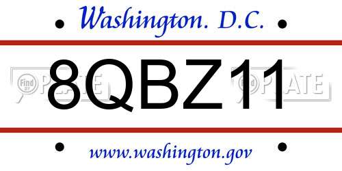 8QBZ11 District Of Columbia License Plate