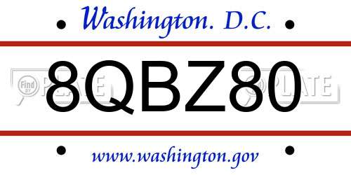 8QBZ80 District Of Columbia License Plate