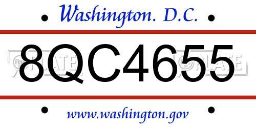 8QC4655 District Of Columbia License Plate