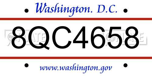 8QC4658 District Of Columbia License Plate