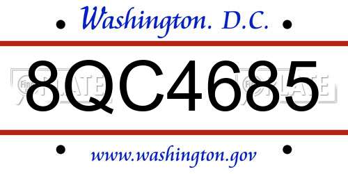 8QC4685 District Of Columbia License Plate