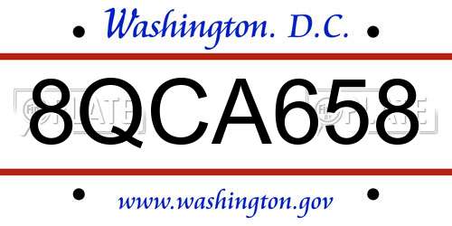 8QCA658 District Of Columbia License Plate