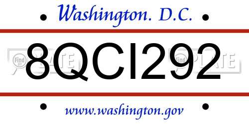 8QCI292 District Of Columbia License Plate